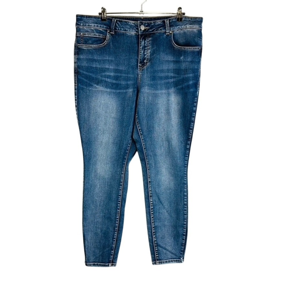 Maurices Womans Sz 20W Plus Skinny Jeans Blue Denim Pockets Stretch High Rise